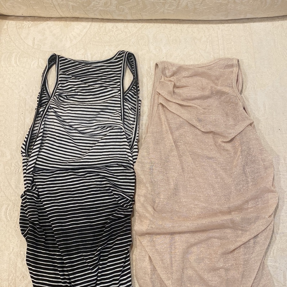 Clu Dresses:  Black & White Striped and Gold Shimmer. 34” length. Rouged - Picture 15 of 15